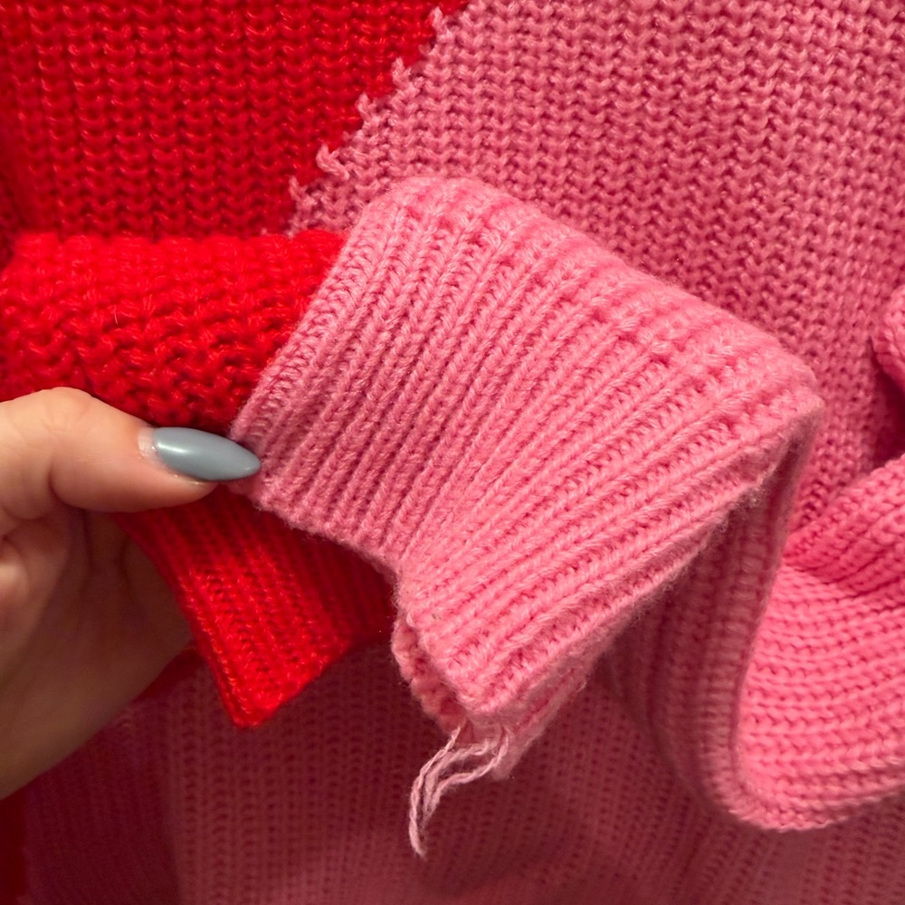 Colorblock Red and Pink Sweater - Picture 5 of 5
